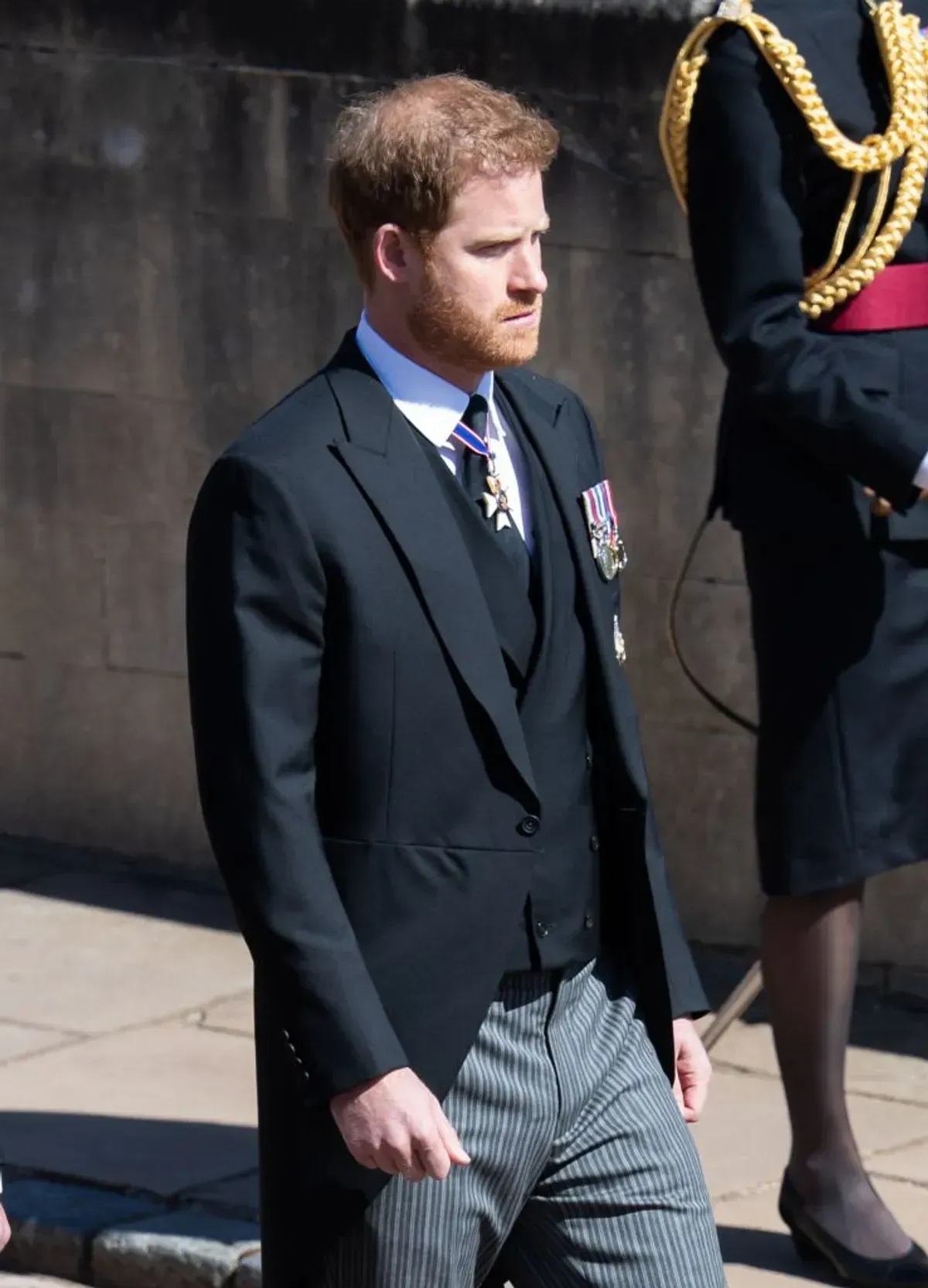 Le prince Harry aux funérailles du prince Philip | Photo : Getty Images