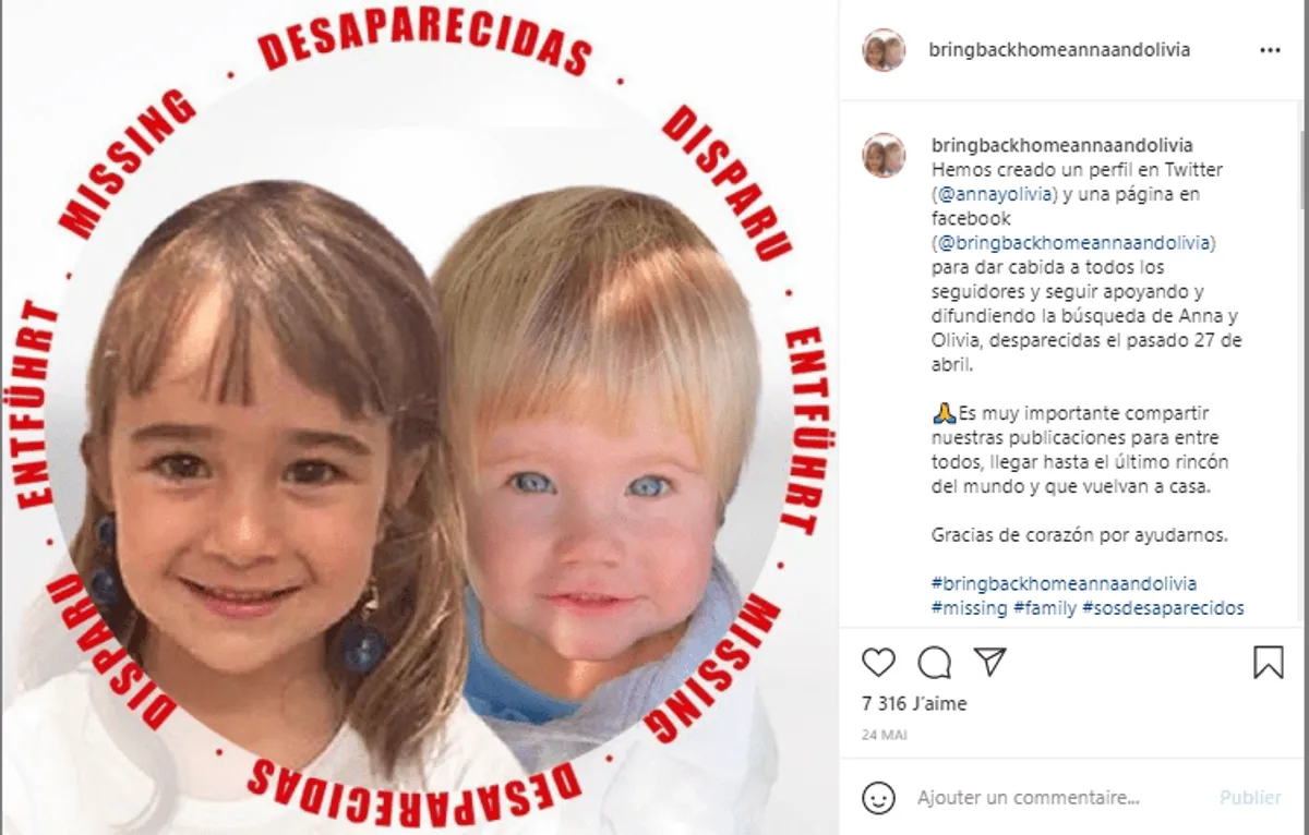 Capture d'écran de la photo Instagram de Anna et Olivia | Photo : Instagram/bringbackhomeannaandolivia/